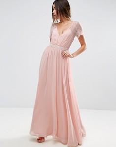 Платье макси с кружевной отделкой ASOS Kate - Розовый