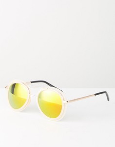 Круглые солнцезащитные очки с золотистыми стеклами 7X - Кремовый