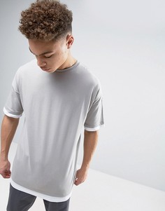 Серая oversize-футболка со вставками по нижней кромке и краю рукавов ASOS - Серый