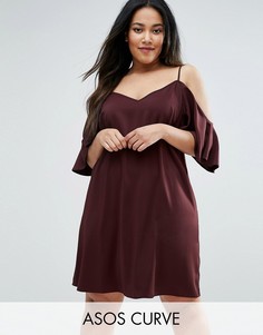 Платье с открытыми плечами ASOS CURVE - Красный