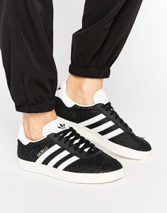 Кожаные кроссовки премиум ADIDAS GAZELLE - Черный