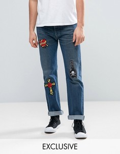 Синие джинсы с нашивками Reclaimed Vintage Revived X Romeo &amp; Juliet Levi 501 - Синий