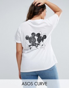 Футболка с принтом Mickey и Minnie ASOS CURVE - Белый