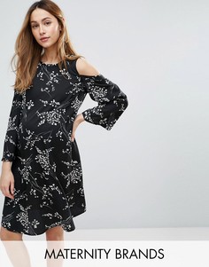 Платье с цветочным принтом и вырезами на плечах New Look Maternity - Черный