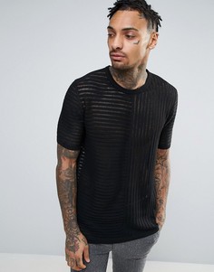 Черная сетчатая футболка ASOS - Черный