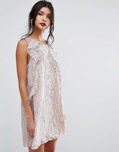 Платье мини с оборками и змеиным принтом BCBG Generation - Мульти
