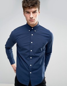 Темно-синяя обтягивающая рубашка из эластичного поплина Abercrombie &amp; Fitch - Темно-синий