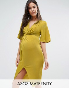Платье-кимоно с узелком спереди ASOS Maternity - Желтый