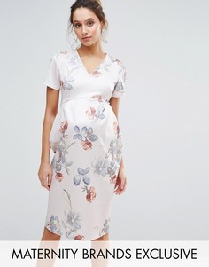 Облегающее платье миди с цветочным принтом Hope &amp; Ivy Maternity - Серый
