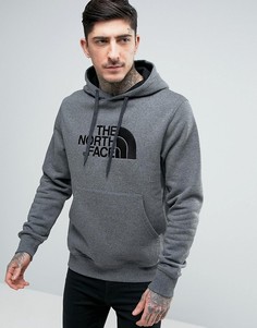 Серое меланжевое худи с большим логотипом The North Face Drew Peak - Серый