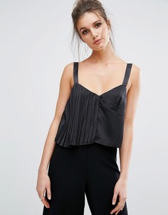 Топ на бретельках с плиссированной отделкой Missguided - Черный