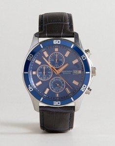 Часы с кожаным ремешком и хронографом Sekonda эксклюзивно для ASOS - Темно-синий