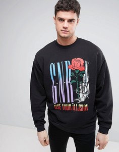 Свободный свитшот с принтом Guns &amp; Roses ASOS - Черный