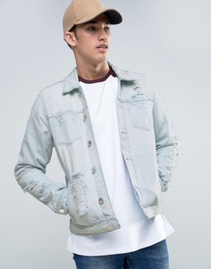 Светлая джинсовая куртка с рваной отделкой New Look - Синий