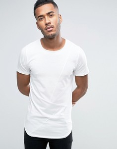 Удлиненная футболка со вставками и закругленным краем Jack &amp; Jones Originals - Белый