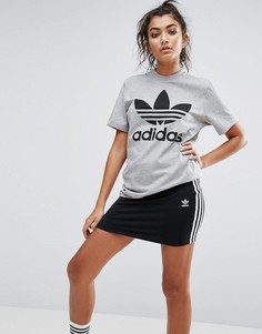 Серая футболка бойфренда с логотипом adidas Originals - Серый