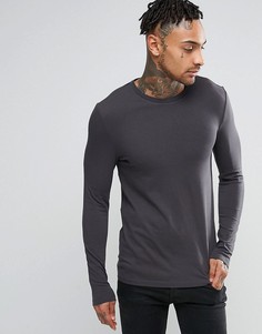 Черный выбеленный обтягивающий лонгслив ASOS - Черный