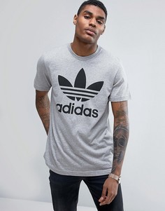Серая футболка с логотипом-трилистником adidas Originals BK7466 - Серый