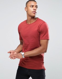 Футболка в тонкую полоску с заниженным подолом Only &amp; Sons - Красный