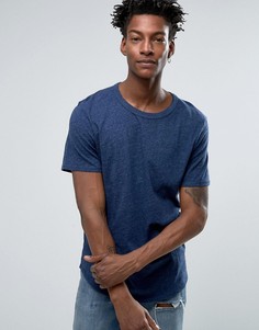 Меланжевая футболка с закругленным низом Selected Homme - Синий