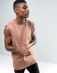 Oversize-футболка без рукавов с необработанными краями ASOS - Оранжевый