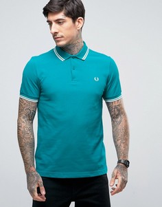 Футболка-поло узкого кроя из пике с двойным кантом Fred Perry - Зеленый