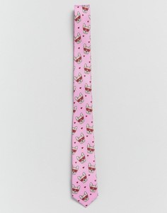 Галстук с мопсами ASOS Valentines - Розовый