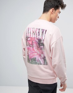 Oversize-свитшот с цветочным принтом и надписью Nirvana на спине ASOS - Розовый