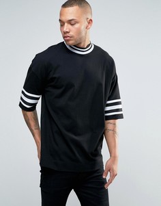 Oversize-футболка с монохромной отделкой ASOS - Черный