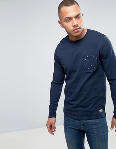 Свитшот с круглым вырезом и контрастным карманом Jack &amp; Jones - Темно-синий