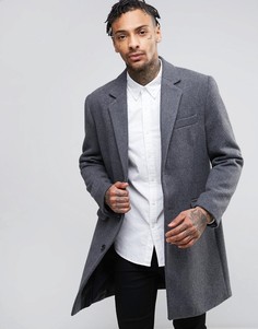 Светло-серое пальто с добавлением шерсти ASOS - Серый