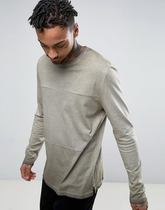Длинный лонгслив из плотного трикотажа со вставками ASOS - Коричневый