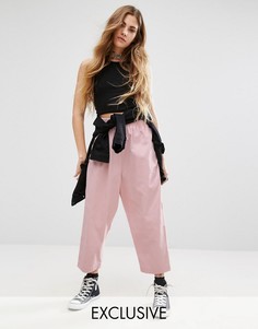 Вельветовые брюки с высокой талией и заниженным шаговым швом Reclaimed Vintage - Розовый