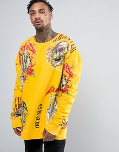Желтый oversize-свитшот с принтом Granted - Желтый
