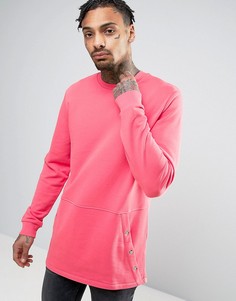 Длинный розовый свитшот с карманом-кенгуру ASOS - Розовый