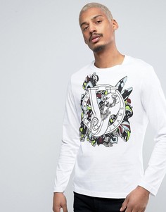 Белый лонгслив с крупным принтом Versace - Белый