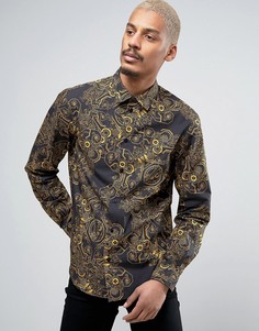 Приталенная рубашка с принтом Versace - Черный