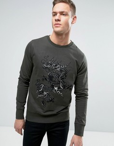 Свитшот с круглым вырезом и вышитым драконом Brave Soul Mens - Зеленый
