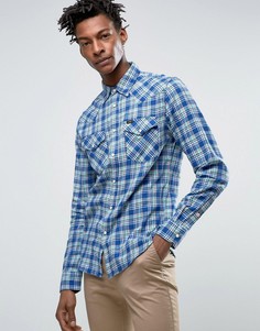 Приталенная саржевая рубашка в клетку в стиле вестерн Lee - Синий