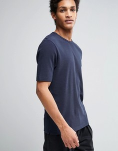 Футболка из фактурного вафельного трикотажа Selected Homme - Синий