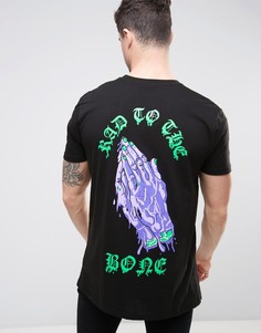 Длинная футболка с принтом Rad To The Bone ASOS - Черный