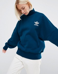 Свитшот с высокой горловиной и логотипом‑трилистником adidas Originals - Синий