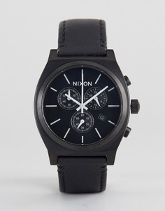 Черные часы с кожаным ремешком и хронографом Nixon Time Teller - Черный