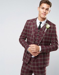 Пиджак скинни в клетку ASOS WEDDING - Красный
