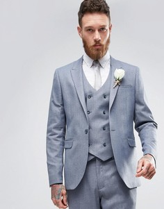 Серый фактурный пиджак скинни ASOS WEDDING - Серый