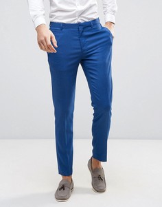 Синие фактурные зауженные брюки ASOS WEDDING - Синий