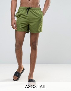 Короткие шорты для плавания цвета хаки ASOS TALL - Зеленый