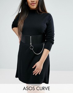 Ремень с кольцом и цепочкой ASOS CURVE - Черный