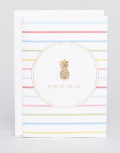 Значок в виде ананаса с подарочной открыткой Orelia - Золотой