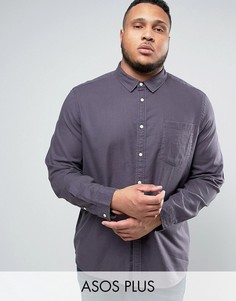 Серая меланжевая рубашка классического кроя из вискозы ASOS PLUS - Зеленый